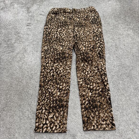 Coldwater Creek Vintage Leopard Straight Cut Jeans Womens 4P Brown Animal Print - Picture 1 of 13